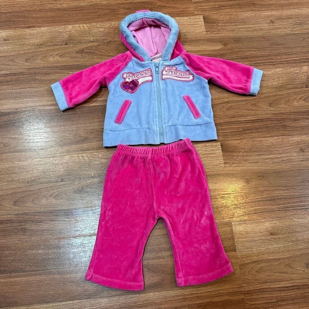 Only Girls 2 Piece Long Sleeve Pants Set Pink Purple| Girls Toddler Size 3-6 Mos